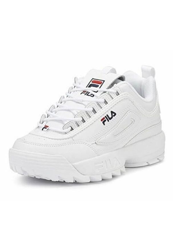 Buty do chodzenia damskie Fila Disruptor II Premium. Zapięcie: sznurówki. Kolor: biały. Materiał: tkanina, materiał, skóra, syntetyk. Szerokość cholewki: normalna. Sport: turystyka piesza