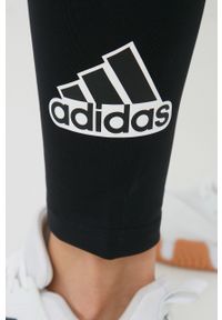 Adidas - adidas legginsy treningowe Designed To Move HC9168 damskie kolor czarny gładkie. Kolor: czarny. Materiał: skóra, dzianina, materiał. Wzór: gładki. Sport: fitness #3