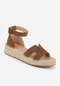 Renee - Ciemnozielone Sandały VICES na Koturnie z Plecionką i Wycięciami przy Cholewce Celanele. Okazja: na co dzień. Zapięcie: sprzączka. Kolor: zielony. Wzór: ażurowy. Sezon: lato. Obcas: na koturnie. Styl: wakacyjny, casual, elegancki #8