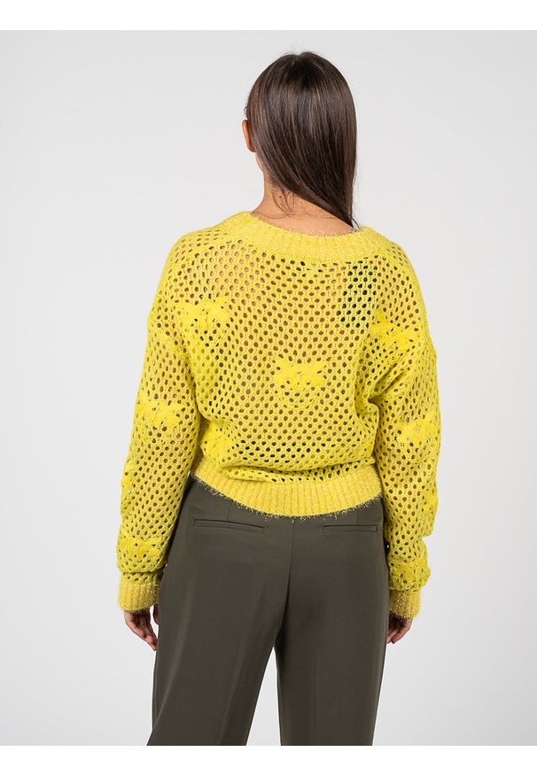 Pinko Sweter "Ideal" | 1G17V2 | Kobieta | Żółty. Okazja: na co dzień. Kolor: żółty. Materiał: moher, wełna, akryl, poliamid, elastan. Wzór: jednolity. Styl: elegancki, casual