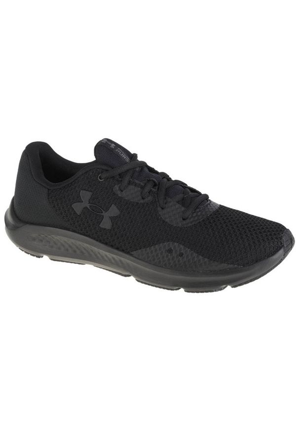 Buty do biegania Under Armour Charged Pursuit 3 M 3024878-002 czarne. Zapięcie: sznurówki. Kolor: czarny. Materiał: materiał, syntetyk. Szerokość cholewki: normalna