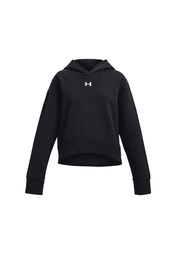 Bluza dresowa dziewczęca Under Armour UA Rival Fleece Crop Hoodie - czarna. Kolor: czarny. Materiał: dresówka