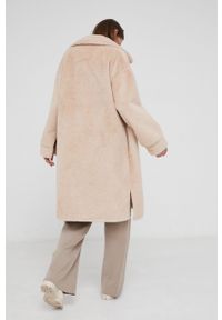 Answear Lab Płaszcz z wełną kolor brązowy przejściowy oversize. Kolor: brązowy. Materiał: wełna. Wzór: gładki. Styl: wakacyjny #5
