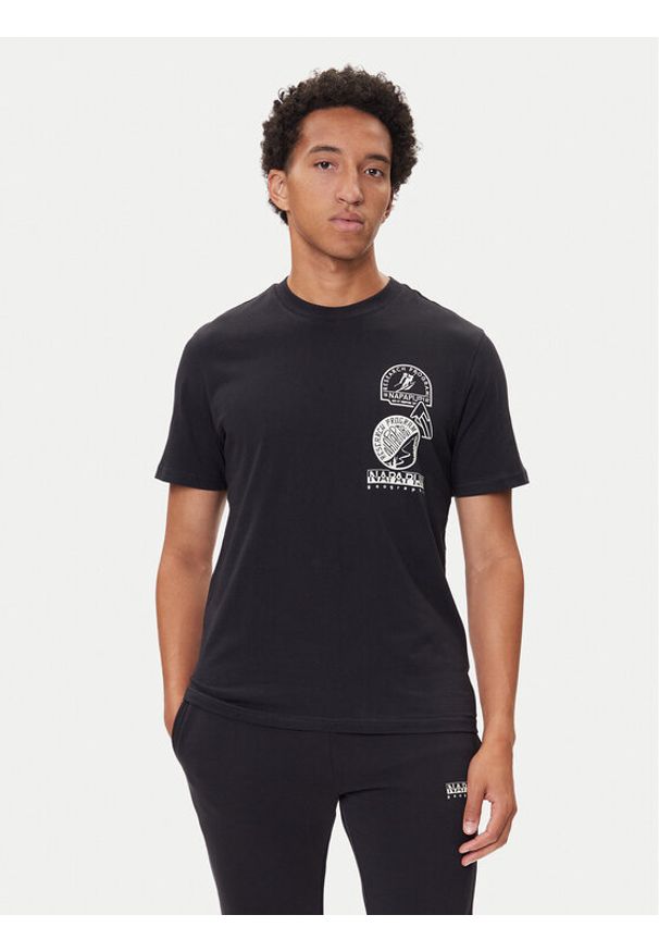 Napapijri T-Shirt S-Funes Ss NP0A88UA Czarny Regular Fit. Kolor: czarny. Materiał: bawełna