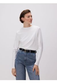 Reserved - Longsleeve z merceryzowanej bawełny - biały. Kolor: biały. Materiał: bawełna. Długość rękawa: długi rękaw #1