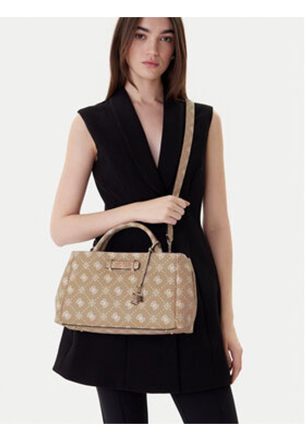 Guess Torebka Carrie Logo HWGP98 98060 Beżowy. Kolor: beżowy. Materiał: skórzane