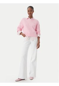 TOMMY HILFIGER - Tommy Hilfiger Sweter WW0WW48433 Różowy jasny Regular Fit. Kolor: różowy. Materiał: bawełna #5