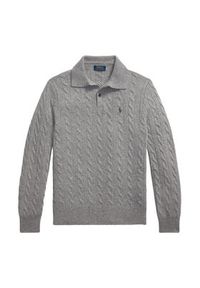 Polo Ralph Lauren Sweter 710974165002 Szary Regular Fit. Typ kołnierza: polo. Kolor: szary. Materiał: wełna