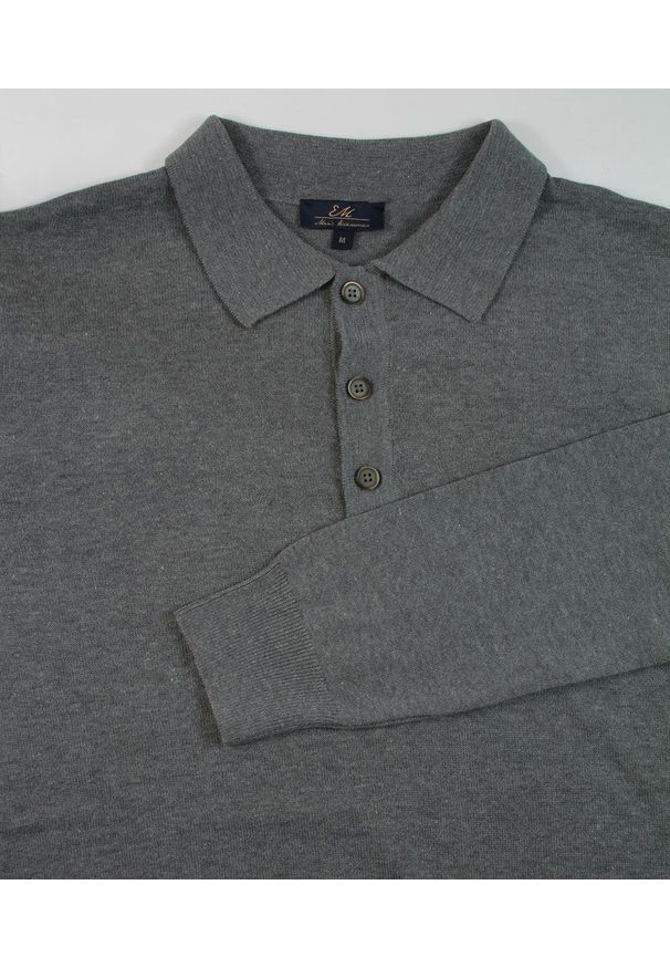 Sweter, Szary z Kołnierzykiem, Góra Rozpinana na Guziki, Jednokolorowy -EM Men's Accessories. Kolor: szary. Materiał: akryl, bawełna. Sezon: zima, jesień. Styl: klasyczny