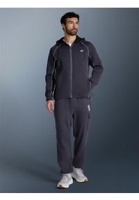 4f - 4F Bluza dresowa regular z kapturem męska - szara XXL. Okazja: na co dzień. Typ kołnierza: kaptur. Kolor: szary. Materiał: dresówka. Długość rękawa: raglanowy rękaw. Wzór: gładki. Styl: casual #1