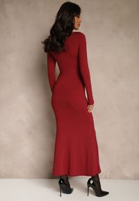 Renee - Bordowa Sukienka Koktajlowa z Wiskozą Ozdobiona Metaliczną Aplikacją Refane. Okazja: na randkę, na imprezę. Kolor: czerwony. Materiał: wiskoza. Wzór: aplikacja. Sezon: lato. Styl: wizytowy #2