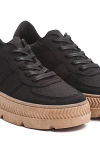 Born2be - Czarne Sneakersy na Grubej Podeszwie z Tłoczeniami Try to Forget. Okazja: na spacer, na co dzień. Kolor: czarny. Materiał: dzianina, jeans. Sport: turystyka piesza #5