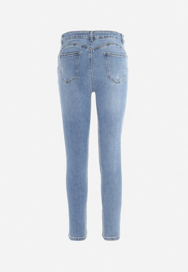Born2be - Niebieskie Jeansy Skinny z Przetarciami i Dziurami Haria. Kolor: niebieski