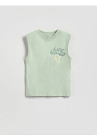 Reserved - Bawełniany t-shirt bez rękawów - jasnoniebieski. Kolor: niebieski. Materiał: bawełna. Długość rękawa: bez rękawów #1