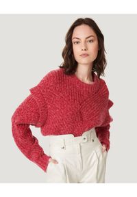 IRO - Czerwony sweter z moherem i wełną Acia. Okazja: na co dzień. Kolor: czerwony. Materiał: wełna, moher. Długość rękawa: długi rękaw. Długość: długie. Sezon: zima, jesień. Styl: casual, elegancki #1