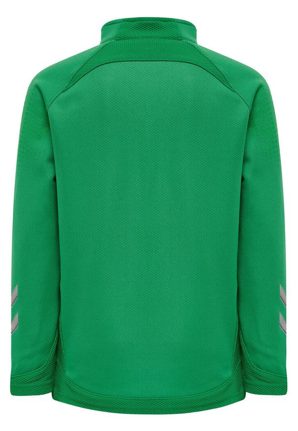 Dziecięca kurtka dresowa 1/2 zip Hummel Lead. Kolor: zielony. Materiał: dresówka. Wzór: jodełka, nadruk