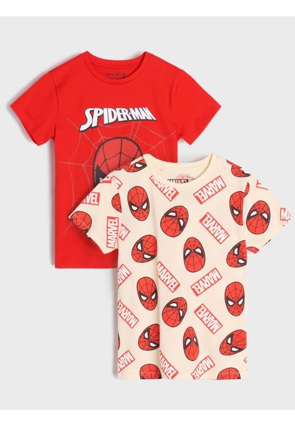 Sinsay - Koszulki 2 pack Spider-Man - niebieski. Kolor: niebieski. Długość rękawa: krótki rękaw. Długość: krótkie. Wzór: nadruk