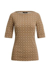 Lauren Ralph Lauren - LAUREN RALPH LAUREN Bluzka 200980042001 Beżowy Slim Fit. Kolor: beżowy. Materiał: bawełna #3