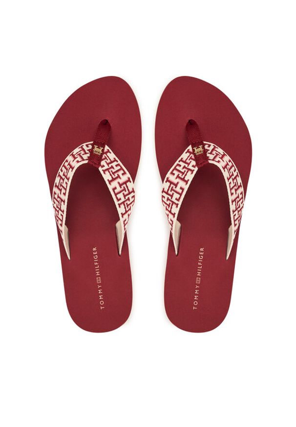 TOMMY HILFIGER - Tommy Hilfiger Japonki Corportate Sandal FW0FW09610 Czerwony. Kolor: czerwony. Materiał: materiał