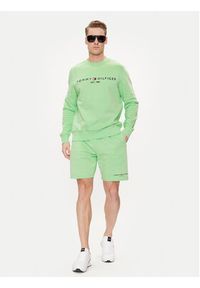 TOMMY HILFIGER - Tommy Hilfiger Bluza Logo MW0MW11596 Zielony Regular Fit. Kolor: zielony. Materiał: bawełna