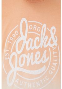 Jack & Jones bluza bawełniana męska kolor pomarańczowy z nadrukiem. Kolor: pomarańczowy. Materiał: bawełna. Wzór: nadruk #4