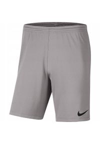 Nike - Dziecięce/niemowlęce Spodenki Z Dzianiny Dry Park III. Kolor: szary. Materiał: dzianina. Styl: sportowy. Sport: turystyka piesza