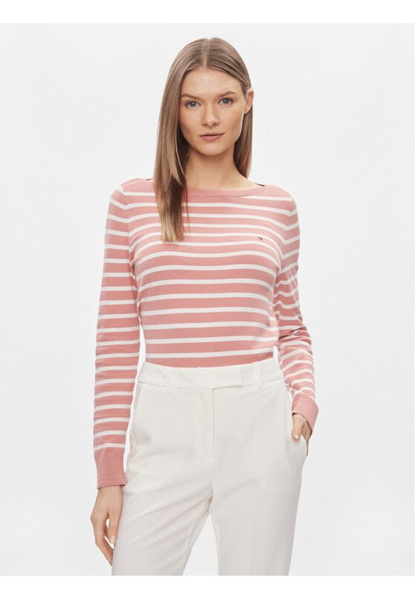 TOMMY HILFIGER - Tommy Hilfiger Sweter WW0WW40099 Różowy Regular Fit. Kolor: różowy. Materiał: bawełna, syntetyk