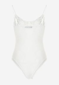 Renee - Białe Body na Cienkich Ramiączkach z Koronki Nesho. Kolor: biały. Materiał: koronka. Wzór: koronka #3
