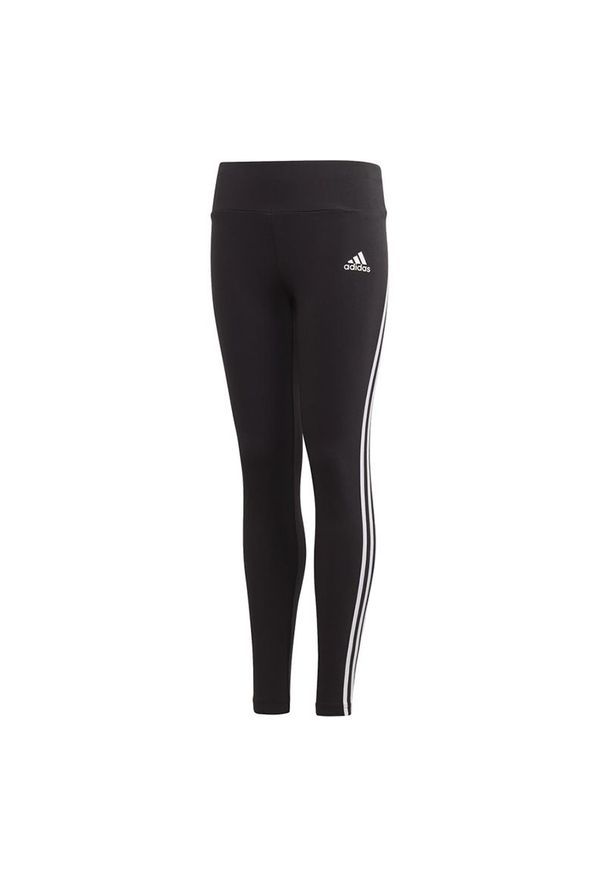 Adidas - Legginsy adidas 3-Stripes Cotton GE0945 - czarne. Kolor: czarny. Materiał: materiał, bawełna. Wzór: paski. Styl: młodzieżowy, klasyczny