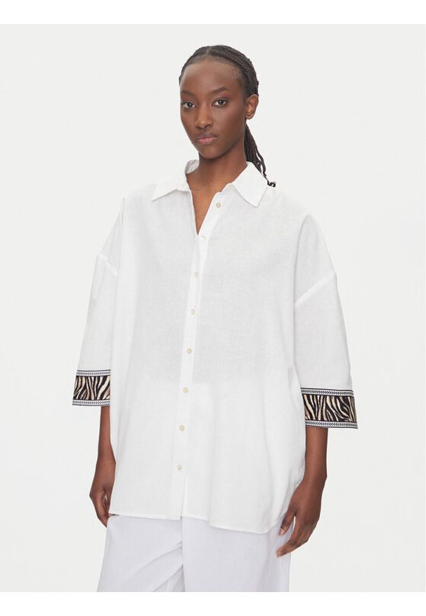 LOLA CASADEMUNT Koszula LS2515036 Biały Relaxed Fit. Kolor: biały. Materiał: len
