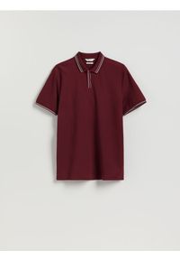 Reserved - Koszulka polo z bawełny merceryzowanej - bordowy. Typ kołnierza: polo. Kolor: czerwony. Materiał: bawełna #1