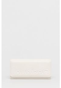 Desigual portfel i etui na karty damski kolor biały. Kolor: biały. Materiał: materiał. Wzór: gładki