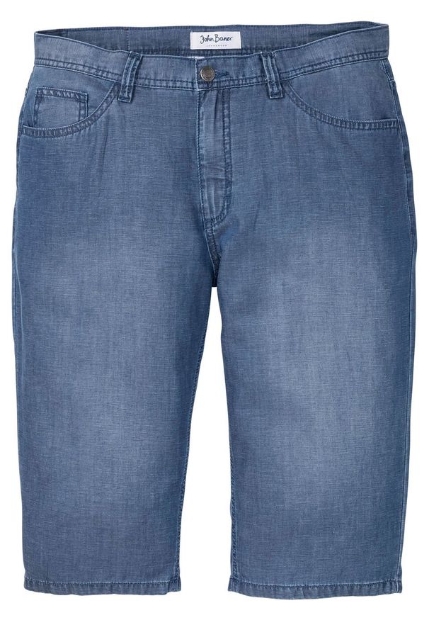 Bermudy dżinsowe TENCEL™ z lnem, Regular Fit bonprix niebieski "stone”. Kolor: niebieski. Długość: długie