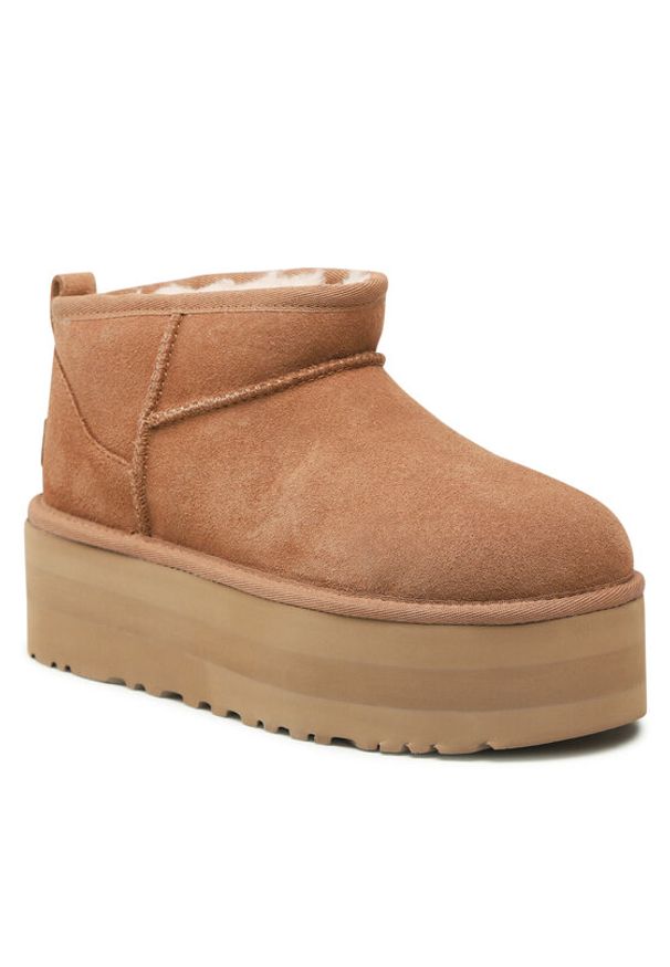 Ugg Śniegowce W Classic Ultra Mini Platform 1135092 Brązowy. Kolor: brązowy. Materiał: skóra. Obcas: na platformie