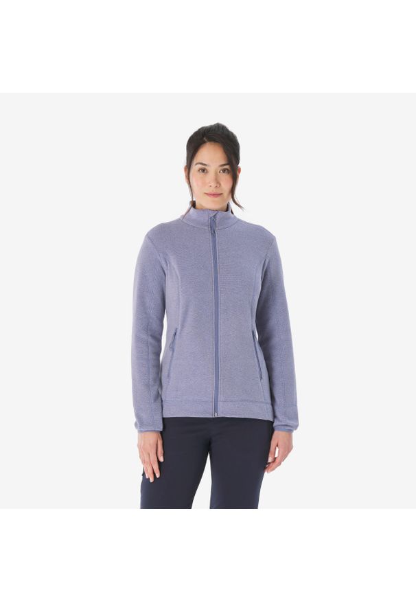 quechua - Polar turystyczny damski Quechua MH100 zamek. Typ kołnierza: kołnierzyk stójkowy. Kolor: fioletowy. Materiał: poliester, materiał. Sport: wspinaczka, turystyka piesza