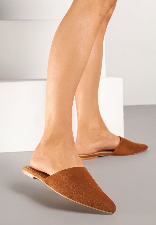 Renee - Brązowe Klapki Typu Mule Arivelo. Okazja: na co dzień. Kolor: brązowy. Materiał: jeans. Sezon: lato. Styl: casual, elegancki