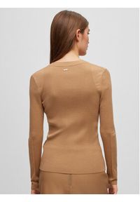BOSS - Boss Sweter 50493904 Brązowy Slim Fit. Kolor: brązowy. Materiał: wełna