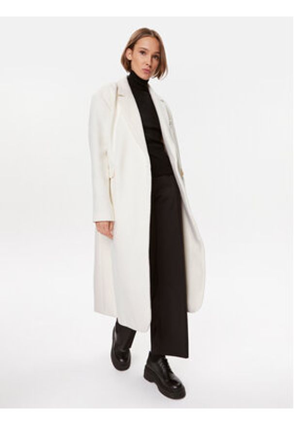 Herskind Płaszcz wełniany Wanda 4575816 Écru Oversize. Materiał: wełna