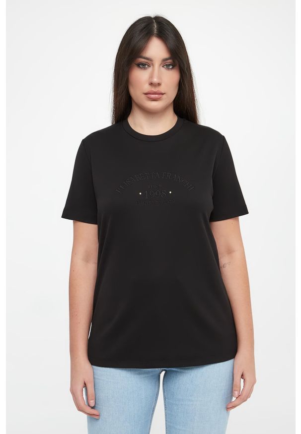 Elisabetta Franchi - T-shirt damski z logo ELISABETTA FRANCHI
