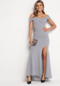 Born2be - Szara Sukienka Maxi na Szerokich Ramiączkach Joconda. Kolor: szary. Długość rękawa: na ramiączkach. Typ sukienki: rozkloszowane. Długość: maxi #1