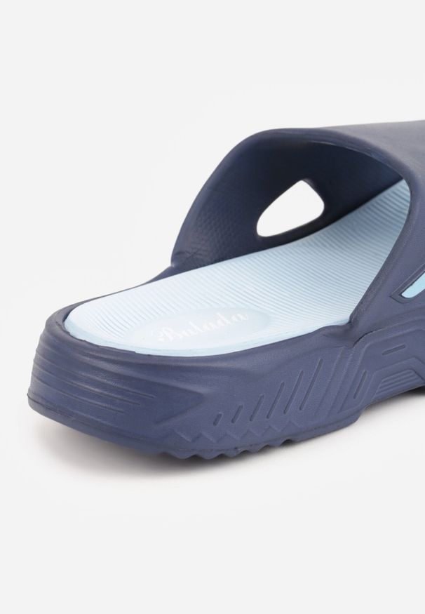 Born2be - Granatowe Minimalistyczne Klapki Basenowe na Piankowej Podeszwie Paphie. Okazja: na plażę, na co dzień, do domu. Kolor: niebieski. Materiał: dresówka. Sezon: lato. Styl: wakacyjny, casual