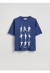 Reserved - Bawełniany t-shirt - niebieski. Kolor: niebieski. Materiał: bawełna #1
