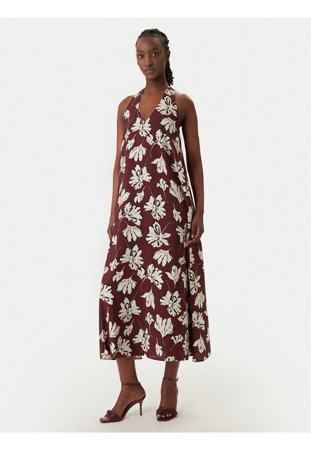 Vero Moda Sukienka letnia Jennifer 10341973 Bordowy Regular Fit. Kolor: czerwony. Materiał: wiskoza. Sezon: lato