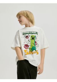 Reserved - Bawełniany t-shirt Minecraft - złamana biel. Materiał: bawełna #1