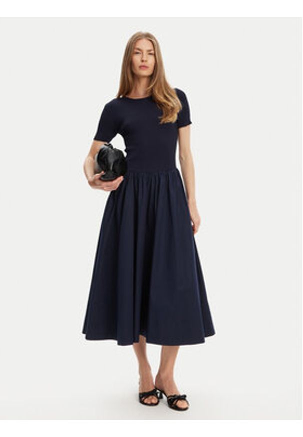 STAUD Sukienka codzienna Laroquette R25S2252PM Granatowy Regular Fit. Okazja: na co dzień. Kolor: niebieski. Materiał: wiskoza. Typ sukienki: proste. Styl: casual
