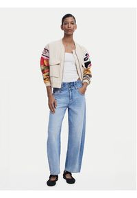 Desigual Kurtka bomber Austin 25SWEW51 Beżowy Regular Fit. Kolor: beżowy. Materiał: len, wiskoza