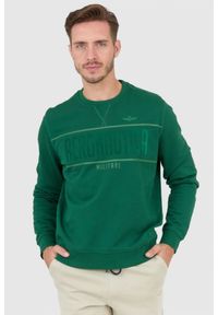 Aeronautica Militare - AERONAUTICA MILITARE Zielona bluza męska z aksamitnym logo, Rozmiar XXL. Kolor: zielony