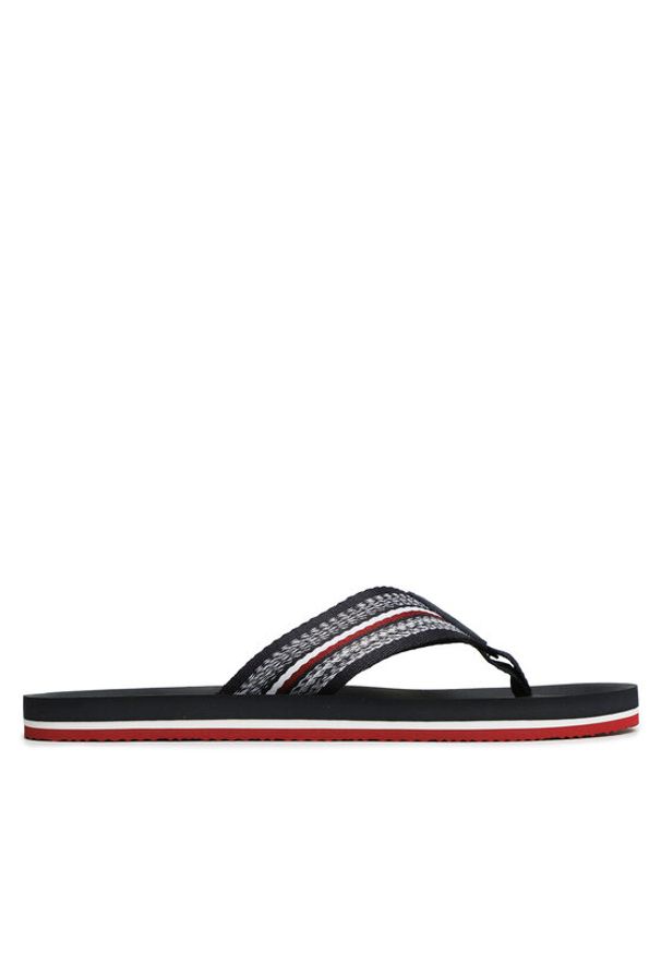 TOMMY HILFIGER - Tommy Hilfiger Japonki Comfort Corporate Beach Sandal FM0FM04616 Granatowy. Kolor: niebieski. Materiał: materiał