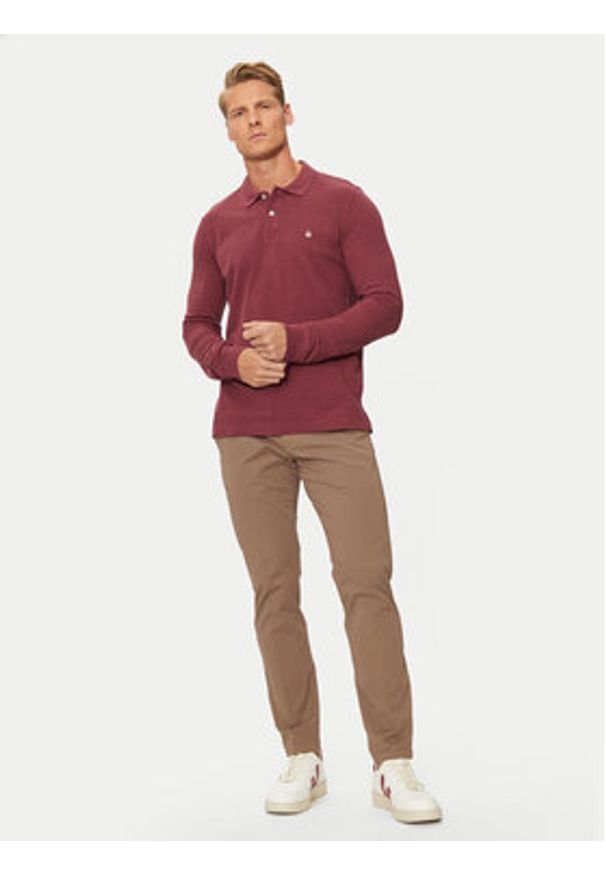 United Colors of Benetton - United Colors Of Benetton Polo 3088U3025 Bordowy Regular Fit. Typ kołnierza: polo. Kolor: czerwony. Materiał: bawełna