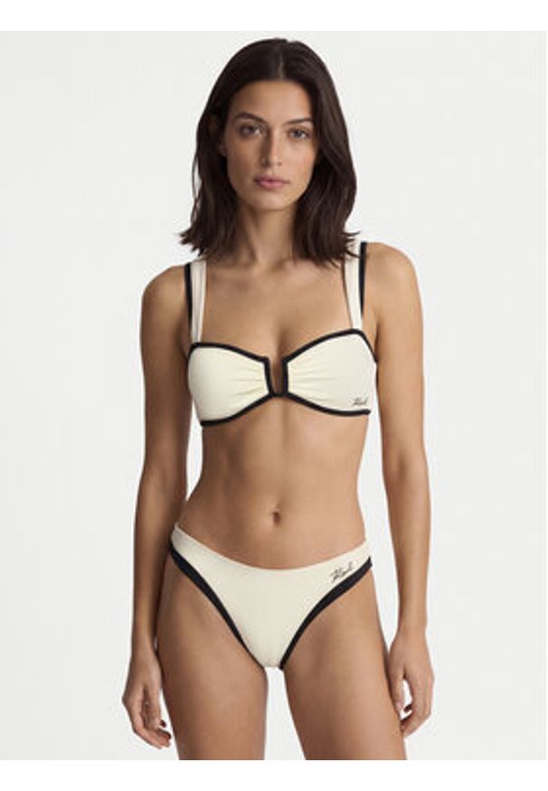 Karl Lagerfeld - KARL LAGERFELD Góra od bikini B2W46022 Beżowy jasny. Kolor: beżowy. Materiał: syntetyk